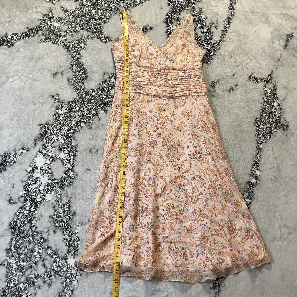 Talbots‎ Dress Womens Sz 8 Silk Floral Print Midi Shift Lined Side Zipper Beachy - Picture 3 of 9